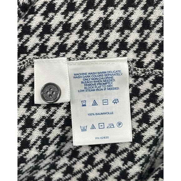 Lands End Cardigan Sweater Womens Medium Black White Houndstooth Preppy Classic - Picture 8 of 14